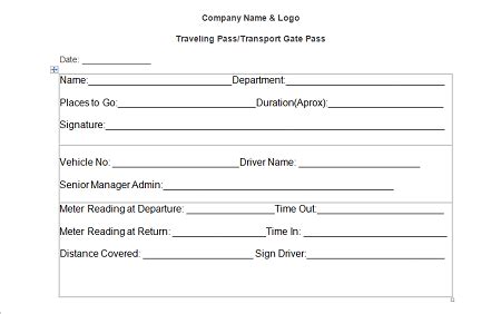 gate pass sample|Sample Transport Gate Pass Form .